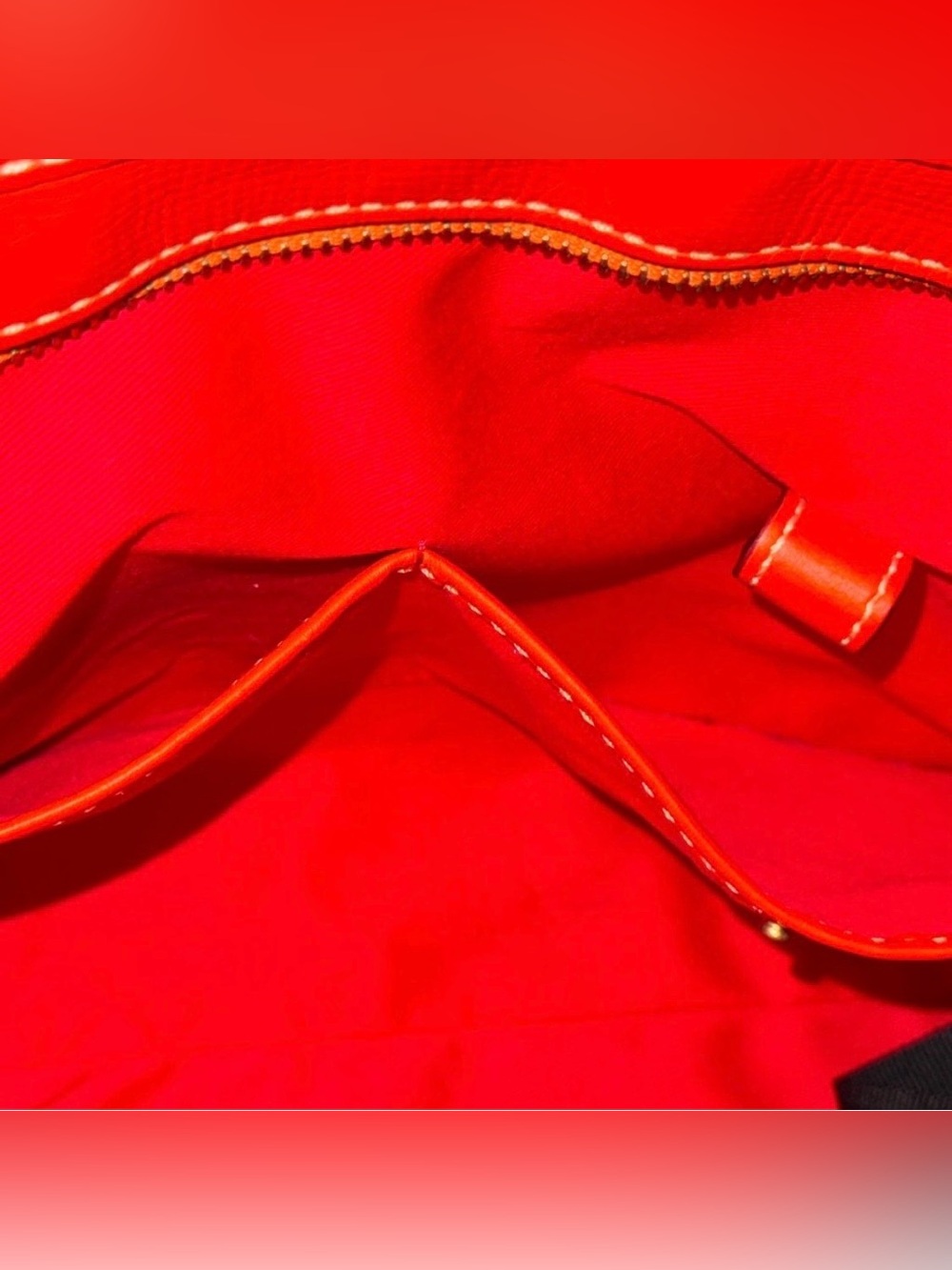 Dooney & Bourke Embossed Orange Leather Tote with Luggage Tag - Picture 9 of 12